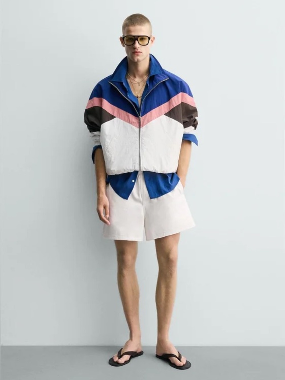 Zara Men Color Block Technical Jacket Multicolor L NWT